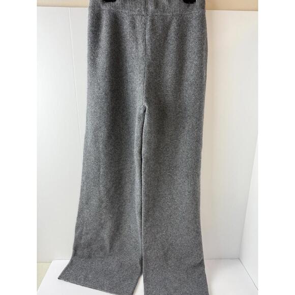 New 100% Merino Knit Wide Leg Pants Long‎ Drawstring, Gray  M - Picture 2 of 9